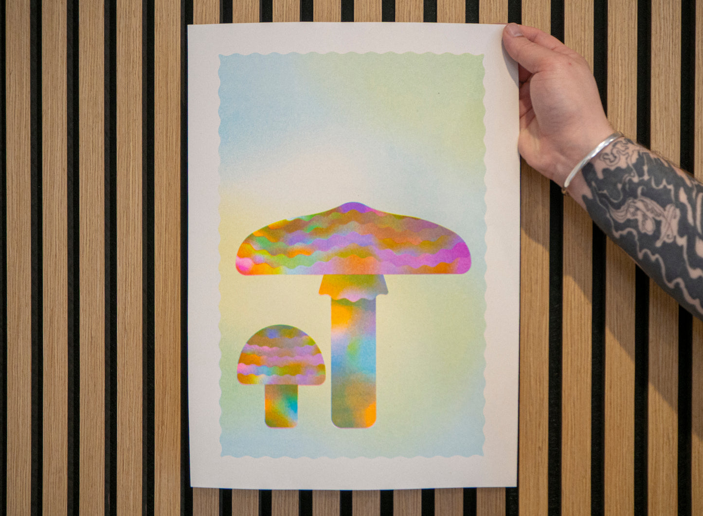 Blue Roundhead Mushroom A3 Riso Print