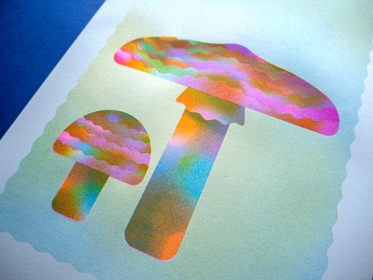 Blue Roundhead Mushroom A3 Riso Print