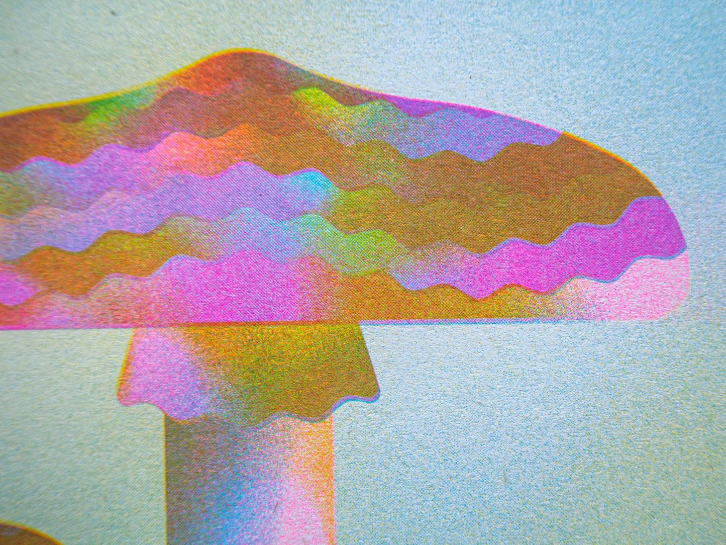 Blue Roundhead Mushroom A3 Riso Print