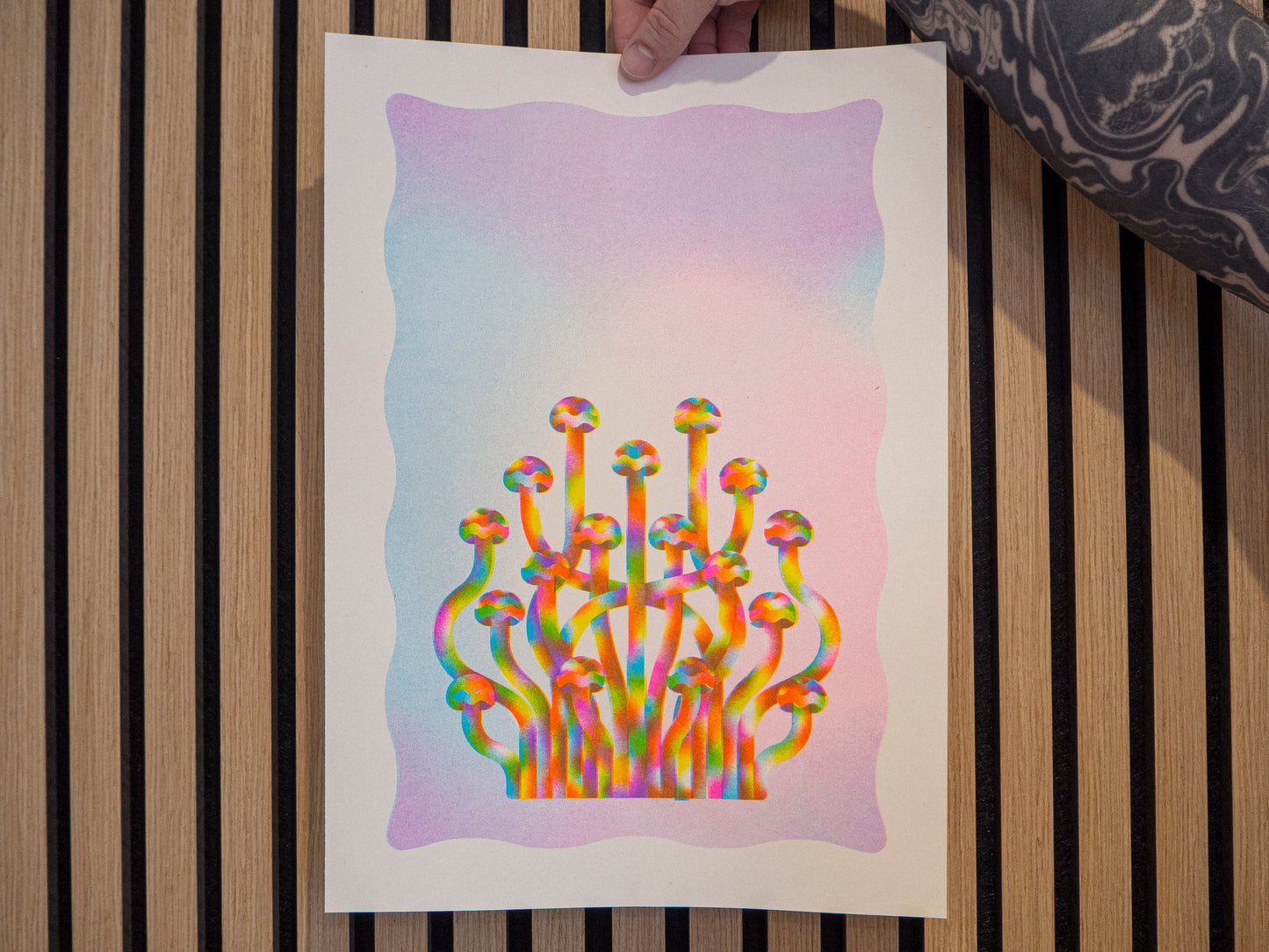 Enoki Mushroom A3 Riso Print