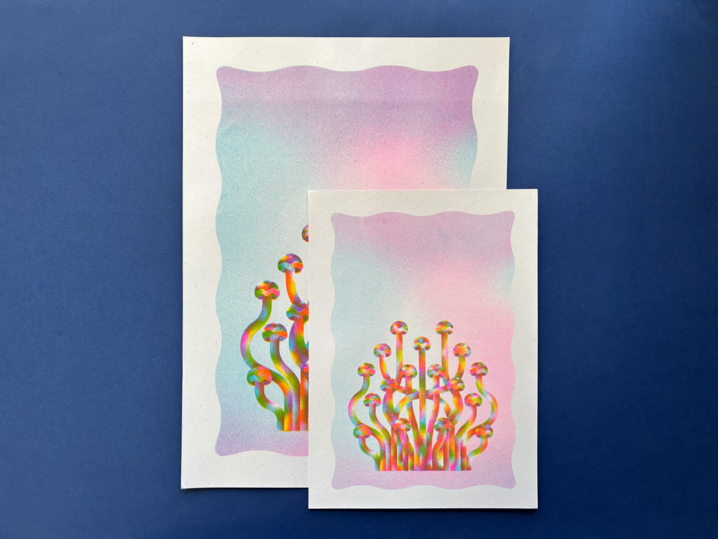 Enoki Mushroom A3 Riso Print