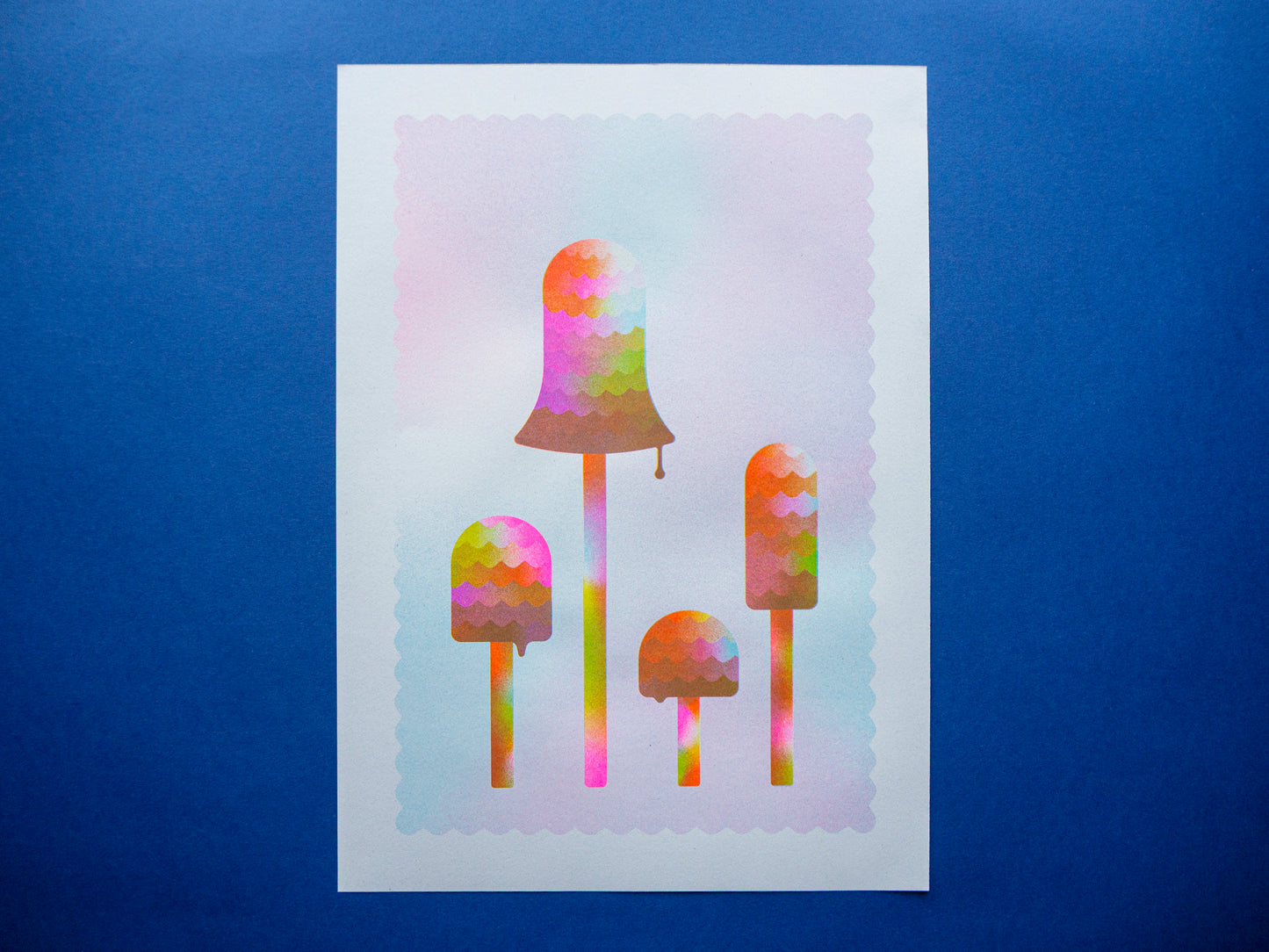 Shaggy Inkcap Mushroom A3 Riso Print