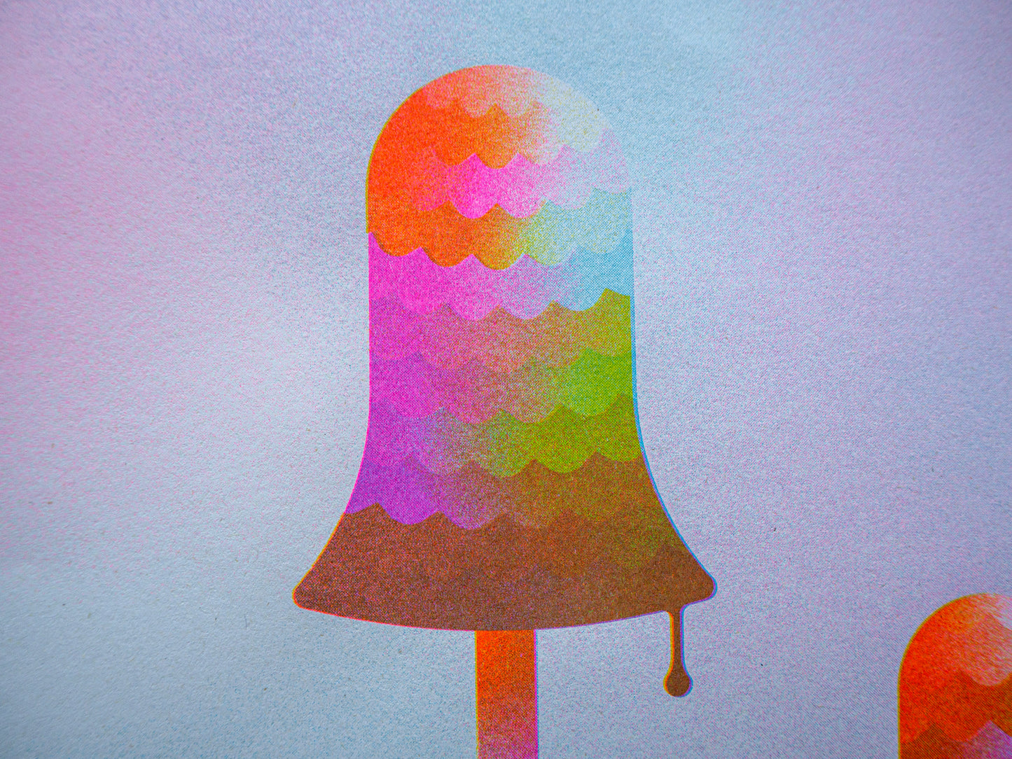 Shaggy Inkcap Mushroom A3 Riso Print