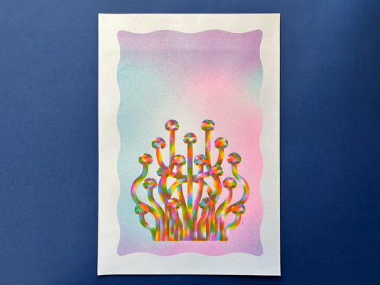 Enoki Mushroom A3 Riso Print