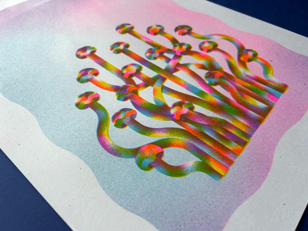 Enoki Mushroom A3 Riso Print