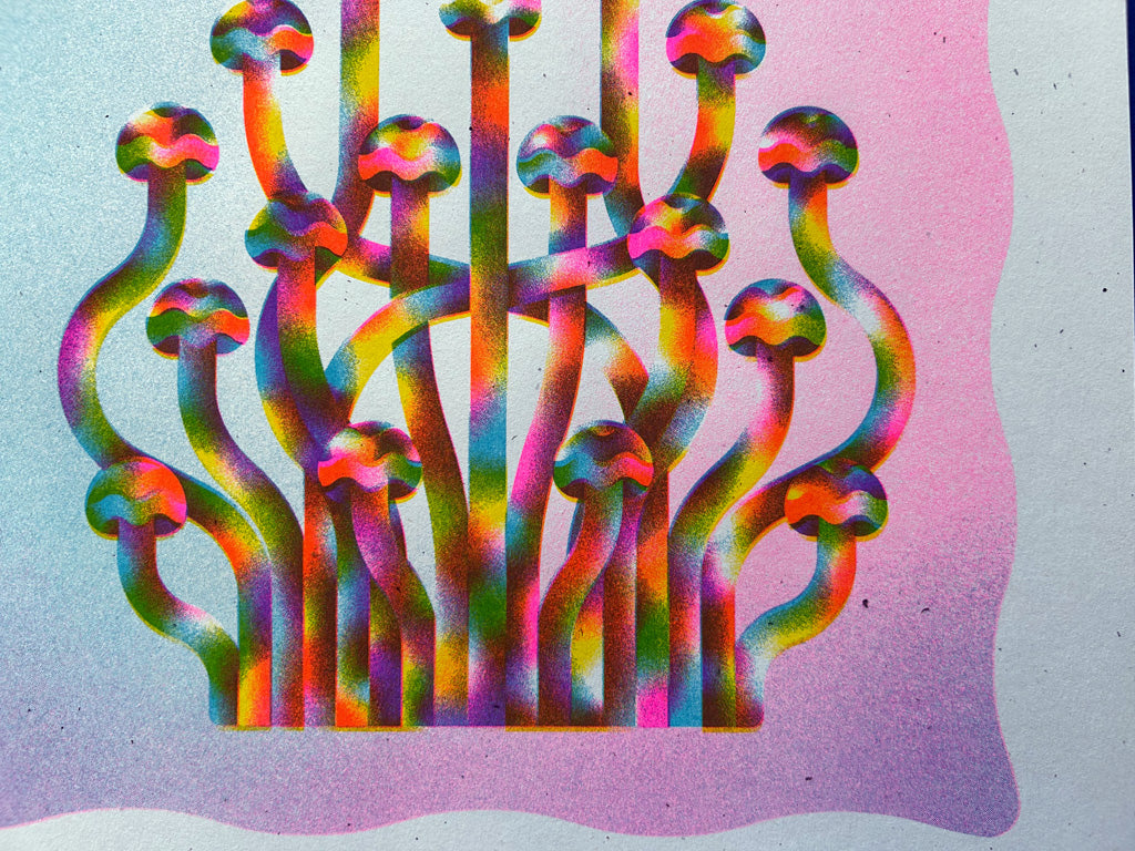 Enoki Mushroom A3 Riso Print