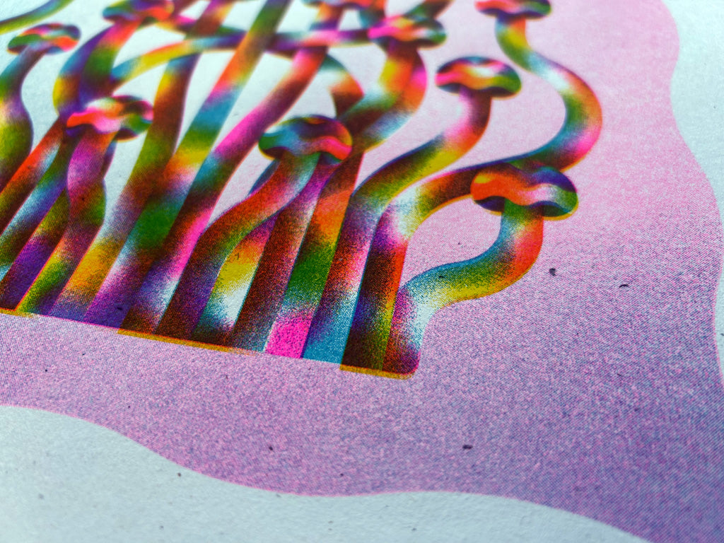 Enoki Mushroom A3 Riso Print