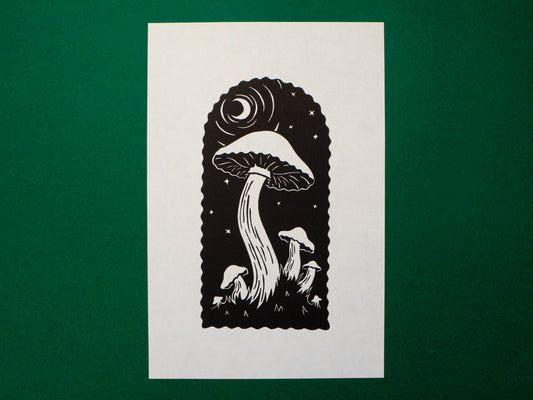 Mushroom Lino Print