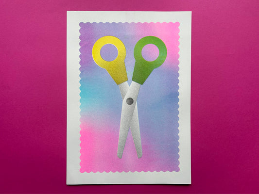Left Handed Scissors Riso Print